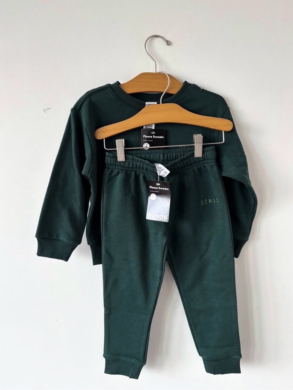 BONDS Kids Dark Green Fleece Sweat Set - Matching Top & Joggers